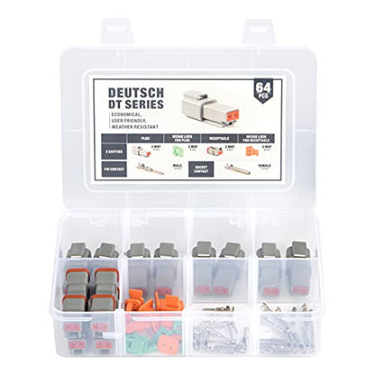 IWISS 2 Pin Way Deutsch DT Gray Connector Assortment(8 Pairs), Size 16 Stamped Contacts, Auto Electrical Wiring Connectors - size: 2PIN(8 Pair)