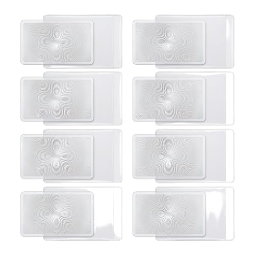 8 Pack Credit Card Magnifier Fresnel Lens Card, 300% Magnification, Flexible Pocket Magnifying Glass for Reading and Fire Starting, with Protective Sleeves