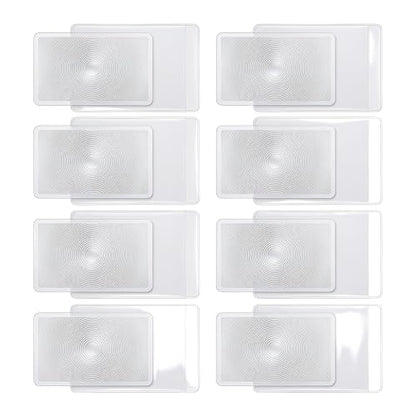 8 Pack Credit Card Magnifier Fresnel Lens Card, 300% Magnification, Flexible Pocket Magnifying Glass for Reading and Fire Starting, with Protective Sleeves