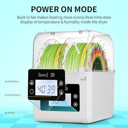 Sovol Filament Dryer 2026, SH01 Filament Dehydrator 3D Printer Spool Holder - color: White, size: 2 KG