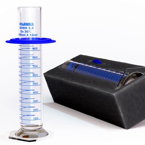 JOLABEAR 1000 mL Glass Graduated Cylinder, Anti-Tip Ring, 3.3 Borosilicate - size: 1000ml-1pcs