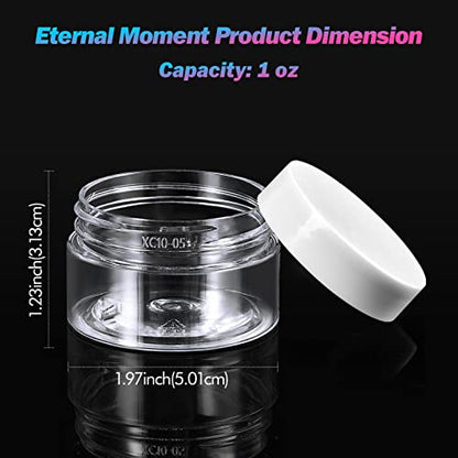 Eternal Moment 36 Pack 1 OZ Plastic Jars Clear Cosmetic Container with Lids - color: White Lid, size: 1 Ounce