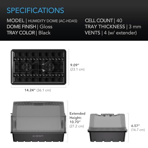 AC Infinity Humidity Dome 5x8, Heavy-Duty 3mm Seed Starter Propagation Kit - size: Dome Kit