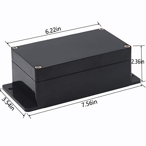 Project Box IP65 Waterproof Dustproof Junction Boxes ABS Plastic DIY Electronic Case,Indoor & Outdoor Electrical Power Cord Enclosure with Fixed Ear Black 6.22 x 3.54 x 2.36 inch(158x90x60mm)