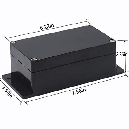 Project Box IP65 Waterproof Dustproof Junction Boxes ABS Plastic DIY Electronic Case,Indoor & Outdoor Electrical Power Cord Enclosure with Fixed Ear Black 6.22 x 3.54 x 2.36 inch(158x90x60mm)
