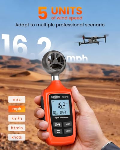 Anemometer with Backlit for HVAC, Drone, Sailing, Outdoor Activities - color: Orange