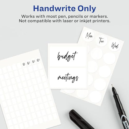 Avery Multi-Use Removable Labels, 1" x 3", White, Non-Printable, 72 Blank Labels Total (6728) (Pack of 2)