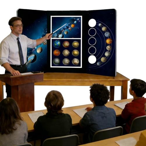 3-Panel Tabletop Display Presentation Board, 72 x 20 Foldable Trifold Poster Board with Bag,Double Sided Table top Exhibition Board, No Plastic Edging,Black Hook & Loop-Receptive Fabric