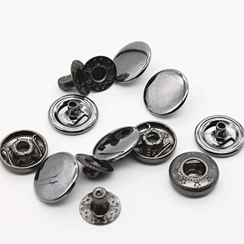 Raydodo 15mm Metal Snap Button Fasteners Kit with Tools (Black) - color: Black