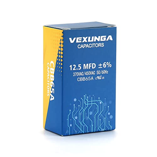 VEXUNGA 12.5uF 370/440/450VAC 50/60Hz CBB65 CBB65A Oval Run Start Capacitor 12.5 MFD 370V/440V/450V Air Conditioner Capacitors for AC Unit Fan Motor Start or Pool Pump or Air Condenser Straight Cool - style: [V01] 12.5uF Oval