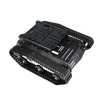 Tank Car Chassis with DC Geared Motor, Shock Absorbing Robot Chassis Full-Metal Robotic Moving Platform Track for Arduino RaspberryPi Microb Jetson DIY Maker Smart Robot Car Learning Kit (Black)