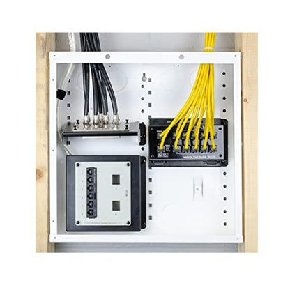Legrand - OnQ 14 Inch Structured Wiring Enclosure with Hinged Door, Large Wire Openings & Extra Knockouts - Glossy White, EN1450 - size: 14 inch
