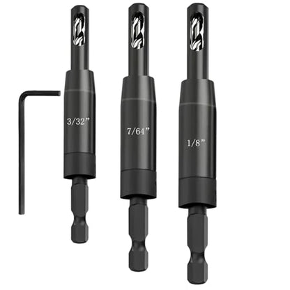 1/4" Hex Shank Self Centering Drill Bit,3/32" 7/64" 1/8" for #6#8#10 Screw - size: 3PC