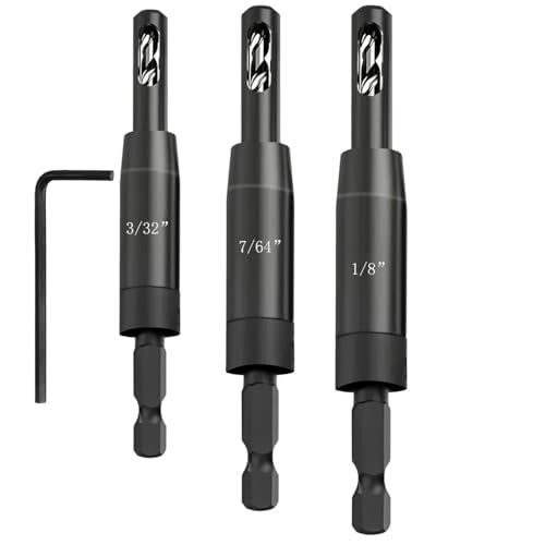 1/4" Hex Shank Self Centering Drill Bit,3/32" 7/64" 1/8" for #6#8#10 Screw - size: 3PC