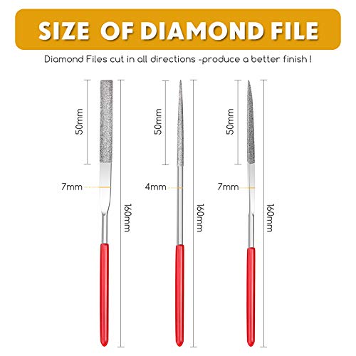 Mudder 9pcs Model Diamond Needle File Set, Round Flat Triangular Square