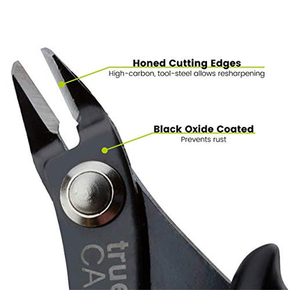 trueCABLE Precision Sharp Flush Cutter, 1 Pack, Wire Cutting Pliers for Ethernet Cable Preparation, Electronics, Jewelry & Crafts, Hardened Carbon Steel with Non-Slip Handle, Cut Wire Up To 16 AWG - style: 1 Pack