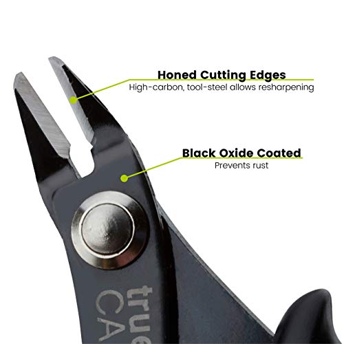 trueCABLE Precision Sharp Flush Cutter, 5 Pack, Wire Cutting Pliers for Ethernet Cable Preparation, Electronics, Jewelry & Crafts, Hardened Carbon Steel with Non-Slip Handle, Cut Wire Up To 16 AWG - style: 5 Pack
