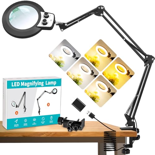 Magnifying Glass with Light, Overhead Knob Magnifier Lamp 15X - size: 15X 35in Adjustable Arm