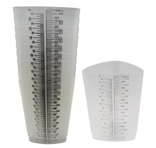 32 oz Graduated Plastic Triangular Container Three-Sided Beaker for Measuring and Mixing (10 Pack)