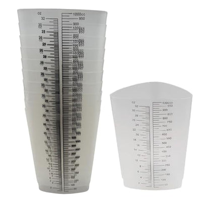 32 oz Graduated Plastic Triangular Container Three-Sided Beaker for Measuring and Mixing (10 Pack)