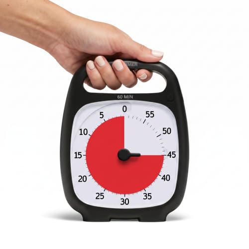 TIME TIMER Plus 60 Minute Desk Visual Timer - Countdown Timer with Portable Handle for Classroom, Office, Homeschooling, Study Tool with Silent Operation (Charcoal) - style: 60 Minute (Gray)
