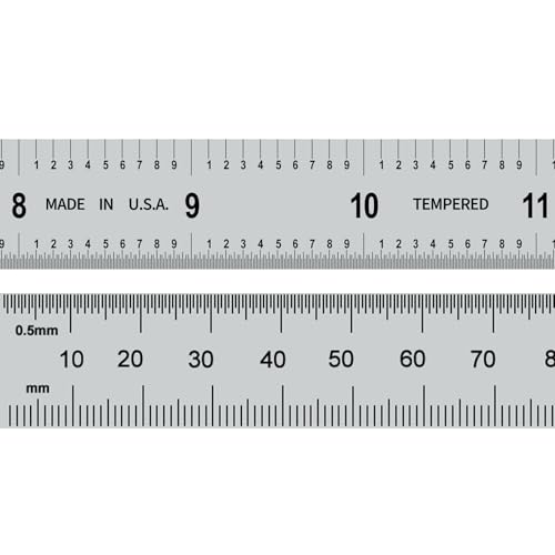 PEC Tools 12"/300mm Steel Rule, Slim & Flexible, Made in USA - color: Flexible, size: 12"/300mm