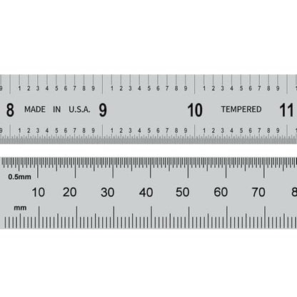 PEC Tools 12"/300mm Steel Rule, Slim & Flexible, Made in USA - color: Flexible, size: 12"/300mm