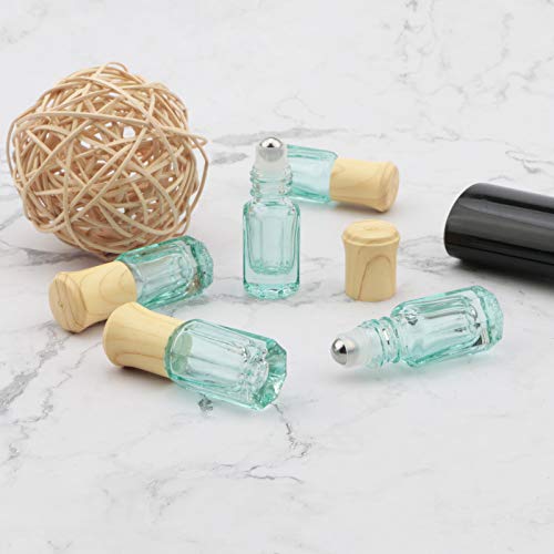 3mL Glass Roller Bottles for Essential Oils, Roller Ball Applicator - color: Light Blue