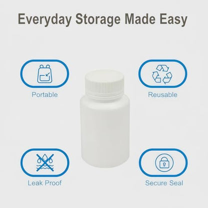 50PCS White Empty Solid Plastic Bottle Case Holder Container Vials Box with Screw Cap for Powder Sample Storage (50ml/1.67oz)