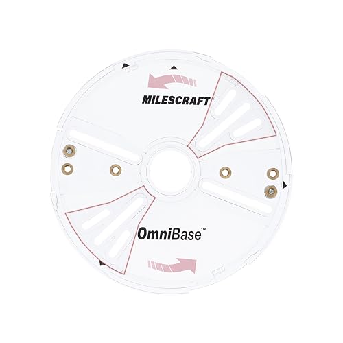 Milescraft 6202 Omni Base – Universal 7” Router Base Plate, Mounting Wings Adjust to Any Router, Clear Design Improves Visibility, Includes Centering & Mortise Pins. Fits 1-3/16” Porter Cable Bushings
