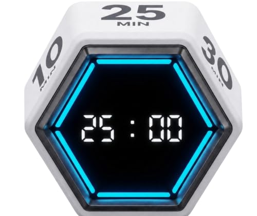 KADAMS Pomodoro Timer Cube, Visual Timer for Kids, Productivity Desk Timer - color: White