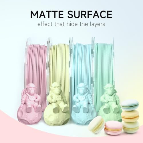 Gratkit Matte PLA Filament 1.75mm 4*250g, PLA Matte Blue,Pink,Yellow,Green - color: Matt-blue,pink,yellow,green