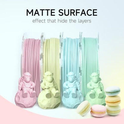 Gratkit Matte PLA Filament 1.75mm 4*250g, PLA Matte Blue,Pink,Yellow,Green - color: Matt-blue,pink,yellow,green
