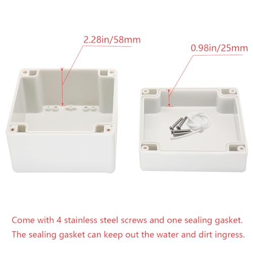 Project Box IP65 Waterproof Junction Box ABS Plastic Electrical Boxes DIY Electronic Project Case Power Enclosure White 4.72x4.72x3.54 inch (120 x 120 x90 mm) - color: White, size: 4.72"x4.72"x3.54"