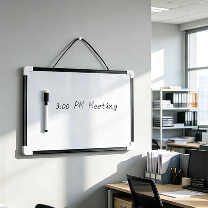 VIZ-PRO Magnetic Dry Erase Board, 12" x 8" Small Hanging Whiteboard - size: A4-Magnetic-black