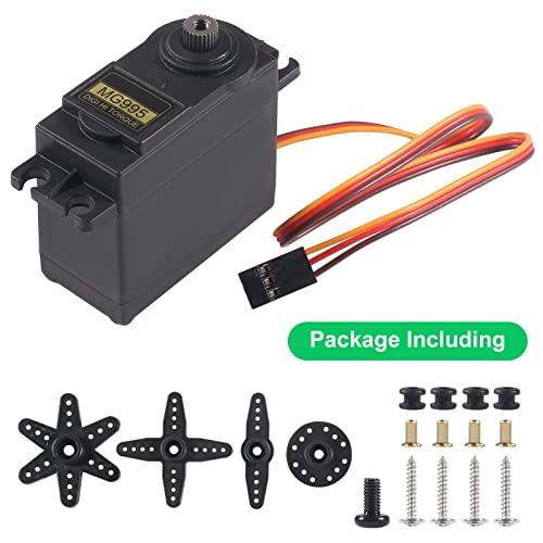 Servo Motor MG995 Control Angle180 Metal Gear Servo 20KG Digital High Speed Torque Servo Motor for Smart Car Robot Boat RC Helicopter Pack of 5