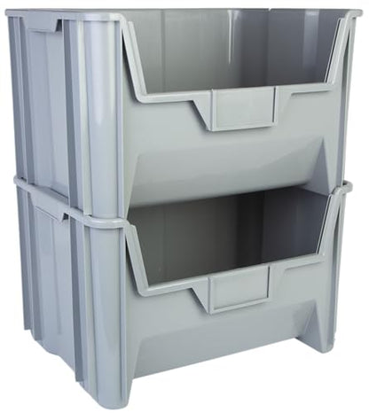 HE HUDSON EXCHANGE 20" x 15" x 12.5" (3 Pack) Plastic Giant Stackable Hopper Bin, Gray - color: Gray, size: 3 Pack