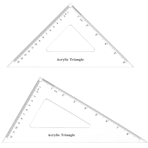 Coopay Large Triangle Ruler Set, Clear Acrylic, 30/60 and 45/90 Degrees - size: Triangle Hollow