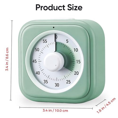 60 Minute Visual Timer for Kids, Silent Countdown Clock, Time Management Tool for Homeschool Study Supplies, Classroom, Home, Kitchen, Desk (Green) - color: Green