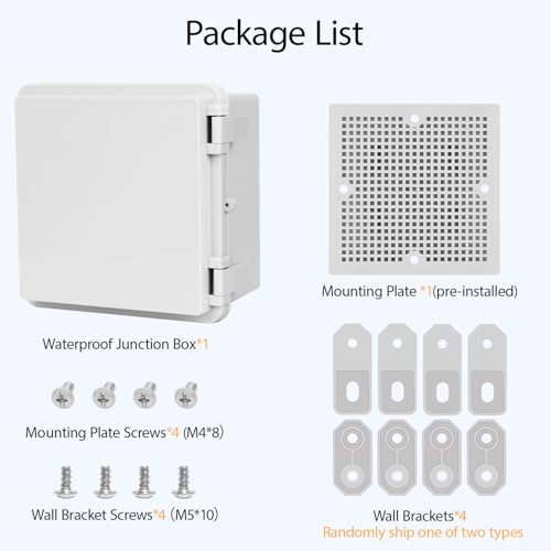 Junction Box, ABS Plastic IP65 Waterproof Dustproof Universal Electrical Enclosure Hinged Shell Outdoor and Indoor Usage Project Box, 5.9"x 5.9"x 3.5"(150x150x90mm), 2 Pack - size: 5.9" x 5.9"x 3.5" (2pc)