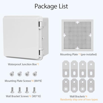Junction Box, ABS Plastic IP65 Waterproof Dustproof Universal Electrical Enclosure Hinged Shell Outdoor and Indoor Usage Project Box, 5.9"x 5.9"x 3.5"(150x150x90mm), 2 Pack - size: 5.9" x 5.9"x 3.5" (2pc)