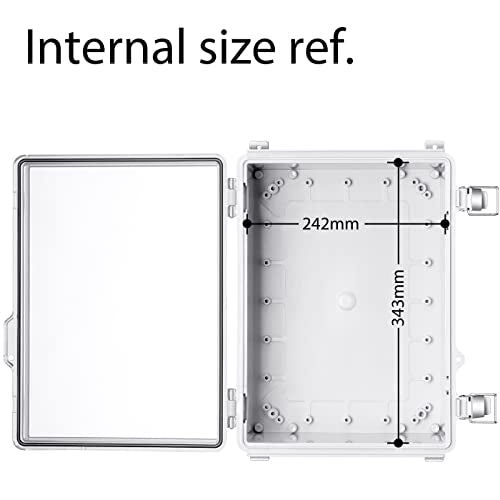 Gratury Junction Box, IP67 Waterproof Plastic Enclosure for Electrical Project, Hinged Transparent Cover, Includes Mounting Plate and Wall Bracket - color: Transparent, size: 14.6"×10.6"×5.9"