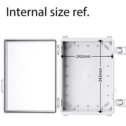 Gratury Junction Box, IP67 Waterproof Plastic Enclosure for Electrical Project, Hinged Transparent Cover, Includes Mounting Plate and Wall Bracket - color: Transparent, size: 14.6"×10.6"×5.9"