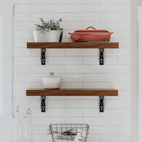 Ravinte Matte Black Folding Shelf Brackets, 22 Inch, 2 Pack - size: 22 Inch