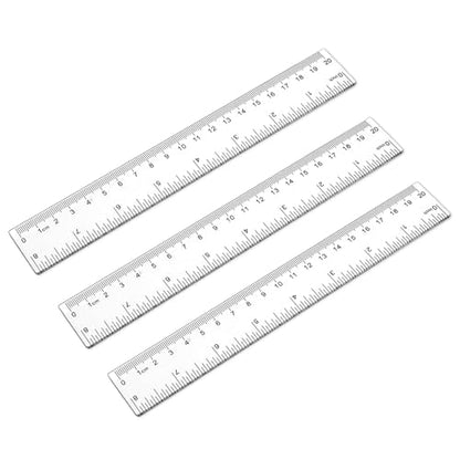 3 Pack 8 Inch Ruler Set Plastic Straight Ruler Transparent Measuring Tool Acrylic Clear Ruler for School Office Student(Transparent) - color: Transparent, size: 3 x 8 Inch