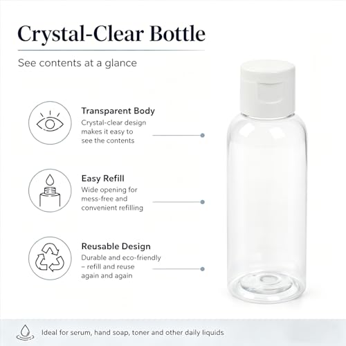 TRENDBOX 12 Pack Plastic Empty Bottles with Flip Cap for Shampoo, Lotions, Liquid Body Soap, Cream (2 oz / 60 ml) - size: 12 Pack (2 oz)