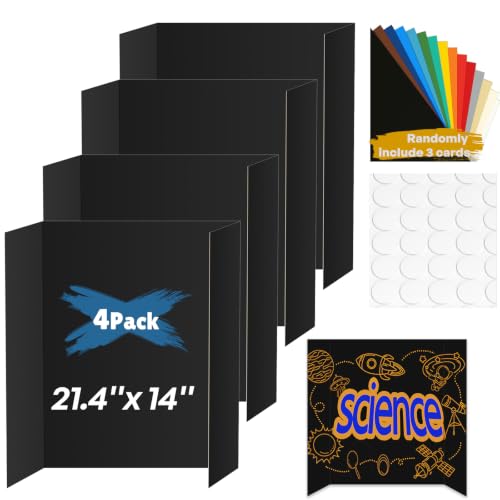 ISAIDNO 4 Pcs Trifold Poster Board, Small 21.4 x 14 in, Black Poster Boards - color: Black, size: 21.4 X 14 inches