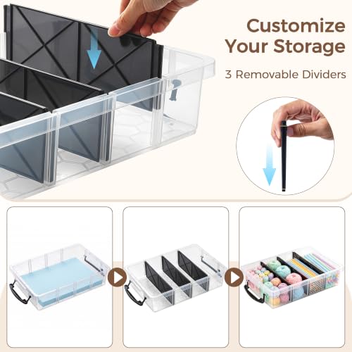 Citylife 2PC Clear Craft Organizers and Storage with 3 Removable Dividers - size: 6.4 Qt-2 Pack-D