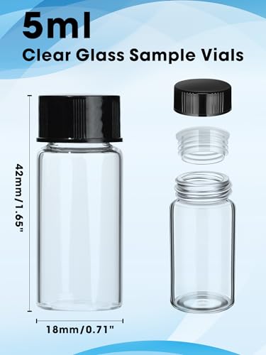 5ml Clear Small Glass Vials with Screw Caps for Essential Oil, 10 Pcs - size: 5ml-10pcs