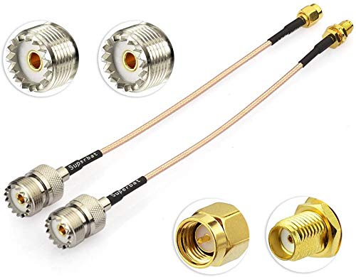 Superbat Coax UHF Female SO-239 to SMA Male/SMA Female Adapter Extension Cable RG316 12" for Baofeng CB Radio Handheld Walkie Talkie 2pcs - color: 2in1, size: 12 inches